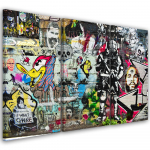 Kolmeosalise pildiga l&otilde;uenditr&uuml;kk Graffiti t&auml;navakunst 60x40 mitmev&auml;rviline
