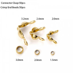 50 tk/partii roostevabast terasest kullatud &uuml;hendusklambriga pressitud otsa helmed k&auml;ev&otilde;ru kaelakee kettide jaoks. DIY ehete valmistamise tarvikud 50pcs 2.4 x 2mm