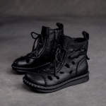 Johnature naiste kingad suvesandaalid ehtsast nahast &uuml;mmarguse varbaga paeltega k&auml;sitsi valmistatud retro hingavad &otilde;&otilde;nsad saapad 39 must