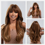 ALAN EATON Long Straight Ombre must punane pruun s&uuml;nteetilised parukad naistele kuumakindlast kiust loomuliku v&auml;limusega parukas tukkidega