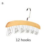 Puidust nagid roostevabast terasest salli konksud lipsu rihma riidepuu korraldaja rippuv riidekapp kapp panipaik 12 Hooks beež