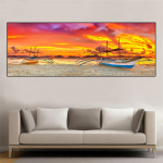 Maastik Rand Paat Meri P&auml;ikeset&otilde;us Taevas Pilv L&otilde;uend Maali Loodus Plakatid ja Prindid Seinakunstipildid Kodukaunistus Ilma raamita 20*40cm