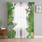 Kilpkonna seljataim troopilised lehed lilled liblikas t&uuml;llkardin elutoa sisekujunduseks, magamistoa sisekujundus Voile l&auml;bipaistev kardin, aknakatted 1 PCS W100XH250cm