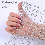 30 lehte/komplekt Laste k&uuml;&uuml;nekleebis 3D k&uuml;&uuml;nekleebis Uus Jaapani v&auml;ike v&auml;rske lilleline manik&uuml;&uuml;ri aplikatsioon v&otilde;rkpunane k&uuml;&uuml;nte kleebis