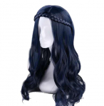 60 cm Tumesinised j&auml;reltulijad 2 Evie pikk laineline lokkis parukas punutisega Cosplay kost&uuml;&uuml;mi kuumuskindel s&uuml;nteetiline juuste naiste Cosplay parukas 60CM tumesinine v&auml;rv