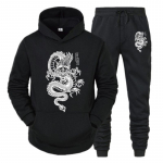 Dragon Print Meeste dressikomplekt vabaaja kapuuts + p&uuml;ksid 2tk Komplektid Kevadtalv Mood Dressip Suur Pullover Meeste R&otilde;ivad L
