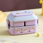 Kawaii kaasaskantav l&otilde;unakast t&uuml;drukutele koolilastele plastikust piknikule Bento Box mikrolaineahju toidukarp koos lahtritega hoiukonteinerite S lilla