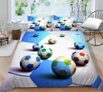 3D jalgpallisarja voodipesukomplekt Spordi tekikate ja padjap&uuml;&uuml;r 2/3 t&uuml;kki EU135 * 200 t&auml;issuuruses pehme masinpestav kodukaunistus Baby 100x135cm blue