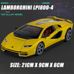 1/24 Scale Lambo LPI800-4 sulamist mudelauto, laste m&auml;nguasjad, heli ja valgusega sportauto miniatuursed survevalatud poiste m&auml;ngus&otilde;idukite mudelid 1/24-21x9.6x5cm oranž