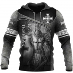 Knights Templar meeste kapuutsiga 3D-prindiga &uuml;lisuur dressipluus Moodne lahtine jakk Pullover vabaaja kapuutsiga t&auml;navar&otilde;ivaste topid L