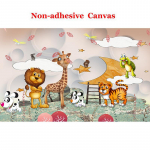 CartoonMural Wallpaper Creative Multifilm Hirved ja L&otilde;vi ring Fresko restoran Poisit&uuml;druk Magamistoa Taust Seinakaunistus Papel Tapiz 300cm (W) x 200cm (H)