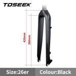 TOSEEK matt 3K s&uuml;sinikkiust maastikuratta kahvel 1-1/8 j&auml;iga ketaspiduriga MTB jalgratta kahvlid 26/27,5/29er sirge toruga 28,6 mm