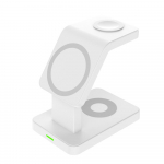 4-&uuml;hes kiirlaadiv juhtmevaba laadija iPhone 14 13 12 Pro Max Xiaomi Airpodide jaoks Apple Watch 15W Magsafe alus koos &auml;ratuskellaga No Clock valge