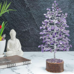 Amet&uuml;sti elupuu t&scaron;akrapuu, traat Bonsai feng shui puu, rahapuu kristall positiivse energia saamiseks vaimne kingitus, dekoratiivtarvikud traat 25,4 cm
