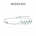 MODIAN 925 h&otilde;bedane roheline leht tsirkooniumoksiidist reguleeritav ketiga k&auml;ev&otilde;ru naistele Mood Pulmaehted Aksessuaarid h&otilde;be