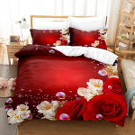 3D roosi voodipesukomplekt Yst&auml;v&auml;np&auml;iv&auml; tekikott 2/3 osaline komplekt DE240 * 220 t&auml;issuuruses luksuslik kate AU Queen 210x210cm