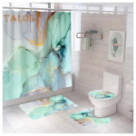 4-osaline du&scaron;ikardina vannitoakomplekt libisemisvastase vaibaga Moodne 3D-prindidisain Veekindel pehme flanellist vannimatt 4pcs