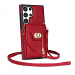 T&otilde;mblukuga Crossbody kaardid Solt nahast rahakoti&uuml;mbris Samsung Galaxy Z Flip 5 4 3 S23 Ultra S22 Plus S20 S21 FE A54 A53 A13 A04 A52S 5G kate iphone 7 8 punane