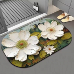 Green Flower Flat Kodu Vannituba WC Vett imav diatomiga mudamatt Libisemiskindel jalamatt Kiiresti kuivav palja silmaga 3D p&otilde;randamatt 40*60CM
