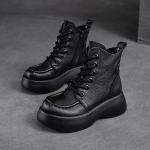 Johnature Thick Sole Plush naiste l&uuml;hikesed saapad ehtsast nahast retro k&uuml;ljet&otilde;mblukuga Mitmek&uuml;lgsed naiste kingad 39 must