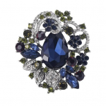 Pross Boheemlas stiilis inkrusteeritud kunstkristallist luksuslik klassikaline temperament Mitmek&uuml;lgne suurest klaasist kunstkristallist prossi ehted sinine