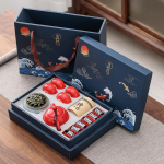 Hiina rahvuslik kinkeportselan, teekomplekt &Auml;rikinke teekomplekt &Uuml;ks pott 4 tassiga Celadoni l&otilde;hnava sandlipuu kombineeritud komplekt kingituseks vanematele inimestele