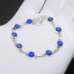 Lapis lazuli v&auml;&auml;riskividega k&auml;sitsi valmistatud 925 h&otilde;bedast k&auml;ev&otilde;ru, naturaalne lapis lazuli v&auml;&auml;riskividega lapis lazuli ehtek&auml;ev&otilde;ru kingituseks 8" sinine