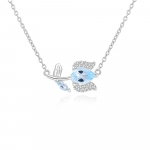 2024 Uus roosidisainiga ripats kaelakee 50cm naturaalne taevasinine topaas kalliskivist peen ehe t&uuml;drukule t&uuml;trele kena s&uuml;nnip&auml;evakingitus sinine