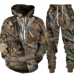Vabaaja kamuflaaž jahiloom metssiga 3D kapuutsiga &uuml;likond Mood s&uuml;gisene meeste spordidress, vaba taskuga pullover meeste &uuml;likond S