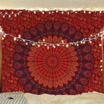 BLESS INTERNATIONAL India hipi Bohemian Psychedelic Mandala Seinale riputatav voodipesu vaip Medium kuldne/pruun