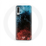 Samsung Galaxy A70 &uuml;mbris punane must sinine abstraktse tekstuuriga taust