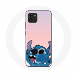 Coque pour Samsung Galaxy A03 Stitch le Nez en l'air fond rose