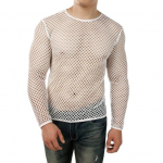 Meeste Klubi Top L&auml;bipaistev Aukudega Kalav&otilde;rk O-kaelus L&uuml;hikeste varrukatega Vaba&otilde;huline &Otilde;huke Pullover Hip Hop T&auml;navamood Meeste T-s&auml;rk 2XL valge