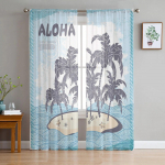 Hawaii Mere Saare T&uuml;llkardinad Elutuppa Magamistuppa &Otilde;huke Kardin R&otilde;dule Esikusse Moekad Tr&uuml;kitud Kodukardinad 135W x 114H(cm)