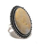 Natural Fossil Coral Gemstone Handmade 925 Sterling Silver Ring Size 9.5 j1a04
