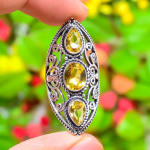 Natural Citrine Gemstone Handmade 925 Sterling Silver Gift Ring Size 6.5 f9z46