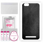 apgo Protective Skin Sticker for the back compatible with Lenovo Vibe C, Wrap Film, Foil, Vinyl - Pattern Black Leather
