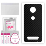 apgo Protective Skin Sticker for the back compatible with Motorola Moto Z2 Play, Wrap Film, Foil, Vinyl - Pattern Carbon Black