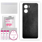 apgo Protective Skin Sticker for the back compatible with Vivo IQOO Z7i, Wrap Film, Foil, Vinyl - Pattern Black Leather