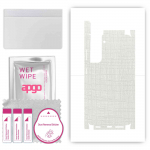 apgo Protective Skin Sticker for the back+sides compatible with Samsung Galaxy S21 5G, Full Wrap Film, Foil, Vinyl - Pattern White Fabric