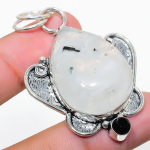 Natural Rainbow Moonstone, Spinel 925 Sterling Silver Gift Pendant 2.17 p6j91