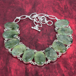 Prehnite kaelakee v&auml;&auml;riskividega ehted, 925 h&otilde;bedast kaelakee, reguleeritav k&auml;sitsi valmistatud ketiga kaelakee, kingitus naisele ehted Adjustable with 18 inches roheline