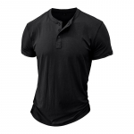 Meeste &uuml;hev&auml;rvilised Henley s&auml;rgid, l&uuml;hikeste varrukatega vabaaja s&auml;rgid, suvised 3 nupuga Henley kerged moodsad T-s&auml;rgid meestele Mugavad Slim Fit T-s&auml;rgid S must