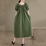 Short sleeve Plus size vintage new in dresses for women casual loose long summer dress L roheline