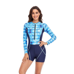 Sukeldumis&uuml;likond pikkade varrukatega &uuml;hes t&uuml;kis lukuga bokser, digitaalne mitmev&auml;rviline tr&uuml;kkimine snorgeldamiseks surfamiseks ujumistrikoo S sinine