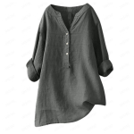 Suvine plusssuuruses &uuml;hev&auml;rviline s&auml;rk vabaaja puuvillane linane pluus Vintage taskuga naisteriided 3XL