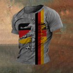 Vintage T-s&auml;rk meestele Saksa lipuga graafilise tr&uuml;kiga T-s&auml;rgid L&uuml;hikeste varrukatega T-s&auml;rgid O-kaelusega Suured meeste r&otilde;ivaste topid Outdoor Street S