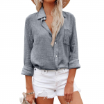 Naiste puuvillane ja linane pikkade varrukatega n&ouml;&ouml;biga s&auml;rk klassikaline pikkade varrukatega L