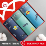 MiiOW 3tk Bokserp&uuml;ksid Mulberry Silk Antibakteriaalne jalgevahe Puhas Puuvillane &Otilde;mblusteta Tr&uuml;kitud Aluspesu L-5XL L