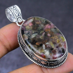 Watermelon Tourmaline Gemstone 925 Steling Silver Jewelry Pendant 2.17 y6o92
